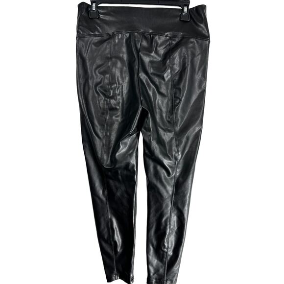 Catherine Malandrino Faux Leather Pull On Pants Women Size M Black Glam Party - Picture 2 of 6